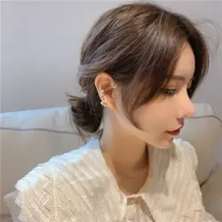 Hand-woven Natural Pearl Flower Clip-on Earrings Fashion Design No Pierced Ear Bone Elegant And Stylish Earrings