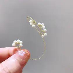 Hand-woven Natural Pearl Flower Clip-on Earrings Fashion Design No Pierced Ear Bone Elegant And Stylish Earrings