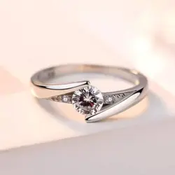Alvira Sizzling Solitaire Adjustable For Women & Girls Stainless Steel Cubic Zirconia, Crystal, Diamond Sterling Silver Plated Ring
